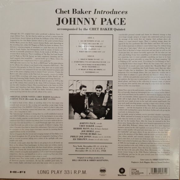 CHET BAKER INTRODUCES JOHNNY PACE, изображение 2
