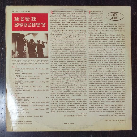 HIGH SOCIETY (1970/POLAND) LP, изображение 2