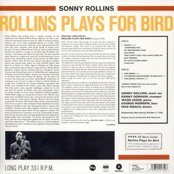 ROLLINS PLAYS FOR BIRD, изображение 2